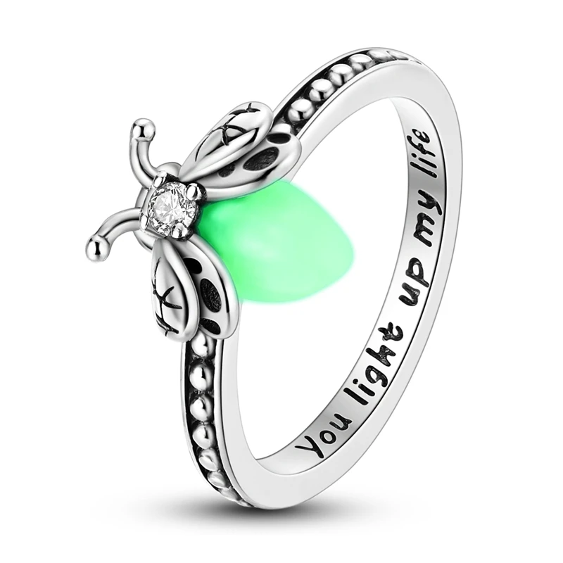 Original 925 Sterling Silver Rings Luminous Firefly Zircon Rings For Women Girls Jewelry Birthday Anniversary Gifts